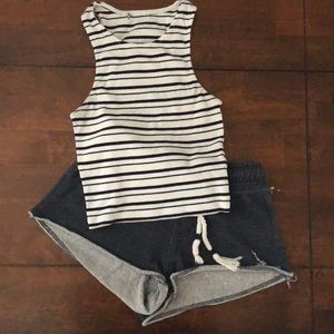 Cute Navy and White Stripes Crop Top